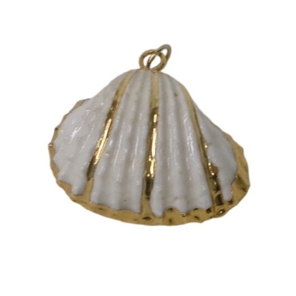 White Seashell Pendant Charm Gold Plated Nautical Beach Jewelry Accent